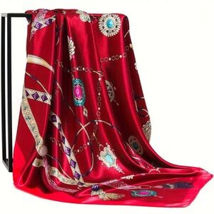 Red Scarf with Jewel Print